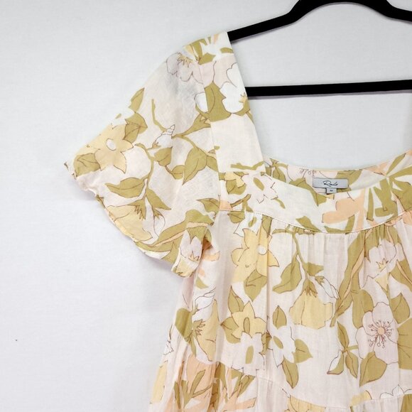 Rails Valentina Linen Mini Dress Size Medium Tiered Citrus Floral Print - Picture 10 of 12